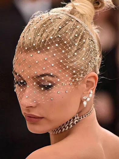 Blusher Veils One-tier Cut Edge Beading Mantilla #Milly03010229