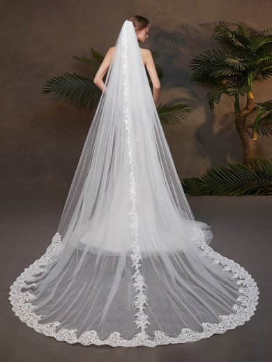 Cathedral Bridal Veils One-tier Lace Applique Edge Applique Classic #Milly03010238