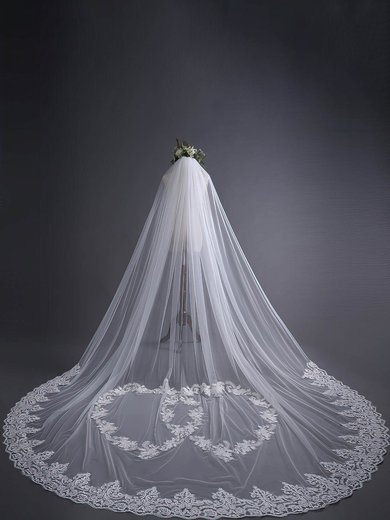Chapel Bridal Veils One-tier Lace Applique Edge Applique Classic #Milly03010247