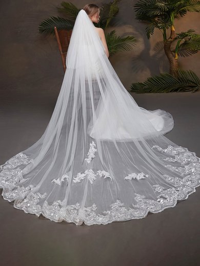 Cathedral Bridal Veils Two-tier Lace Applique Edge Sequin Classic #Milly03010249