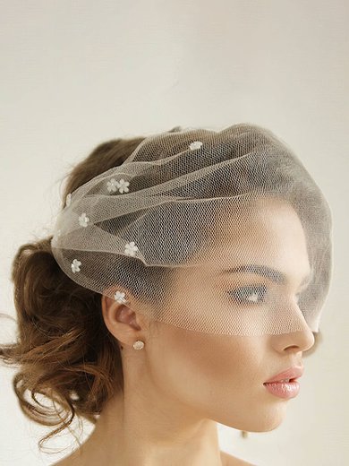 Blusher Veils One-tier Cut Edge Faux Pearl Mantilla #Milly03010251