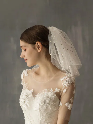 Shoulder Veils Two-tier Cut Edge Sequin Classic #Milly03010259