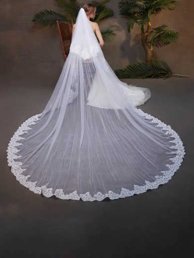 Chapel Bridal Veils Two-tier Lace Applique Edge Applique Classic #Milly03010260