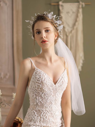 Elbow Bridal Veils Two-tier Cut Edge Classic #Milly03010263