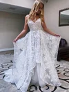 Ball Gown V-neck Tulle Sweep Train Wedding Dresses With Appliques Lace #Milly00024128