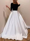Ball Gown Square Neckline Satin Sweep Train Wedding Dresses With Beading #Milly00024135