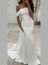 Trumpet/Mermaid Off-the-shoulder Silk-like Satin Sweep Train Wedding Dresses #Milly00024161