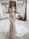 Trumpet/Mermaid Off-the-shoulder Lace Sweep Train Appliques Lace Wedding Dresses #Milly00024167