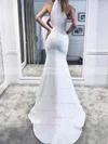 Trumpet/Mermaid High Neck Stretch Crepe Sweep Train Wedding Dresses #Milly00024181
