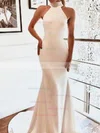 Trumpet/Mermaid High Neck Stretch Crepe Sweep Train Wedding Dresses #Milly00024181