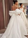 Ball Gown Sweetheart Satin Sweep Train Wedding Dresses With Pockets #Milly00024186