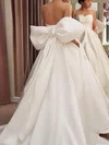 Ball Gown/Princess Sweetheart Satin Sweep Train Wedding Dresses With Pockets #Milly00024186