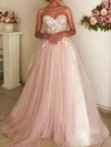 Ball Gown Sweetheart Tulle Sweep Train Wedding Dresses With Appliques Lace #Milly00024193