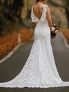 Trumpet/Mermaid Sweetheart Lace Sweep Train Wedding Dresses With Cascading Ruffles #Milly00024194