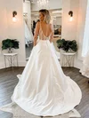 Ball Gown Square Neckline Satin Sweep Train Wedding Dresses With Pockets #Milly00024231