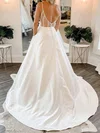 Ball Gown/Princess Square Neckline Satin Sweep Train Wedding Dresses With Pockets #Milly00024231