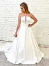 Ball Gown Straight Satin Court Train Wedding Dresses #Milly00024233