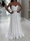 A-line Sweetheart Chiffon Floor-length Wedding Dresses With Beading #Milly00024244