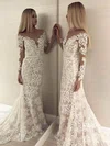 Trumpet/Mermaid Illusion Tulle Sweep Train Wedding Dresses #Milly00024318