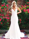 Trumpet/Mermaid V-neck Satin Court Train Wedding Dresses With Bow #Milly00024320