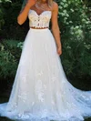 Ball Gown/Princess Sweetheart Tulle Sweep Train Wedding Dresses With Appliques Lace #Milly00024321