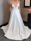 Ball Gown/Princess V-neck Satin Court Train Wedding Dresses With Pockets #Milly00024322