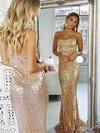 Trumpet/Mermaid Strapless Sequined Sweep Train Prom Dresses #Milly020107704