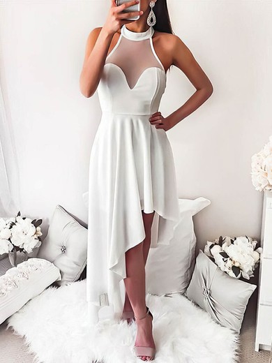 A-line High Neck Chiffon Asymmetrical Prom Dresses #Milly020107705