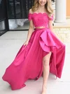 Ball Gown/Princess Sweep Train Off-the-shoulder Satin Beading Prom Dresses #Milly020107732