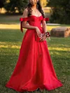 Ball Gown/Princess Sweep Train Off-the-shoulder Satin Bow Prom Dresses #Milly020107737