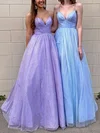 Ball Gown/Princess Floor-length V-neck Glitter Prom Dresses #Milly020107741