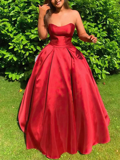 Ball Gown/Princess Floor-length Sweetheart Satin Prom Dresses #Milly020107755