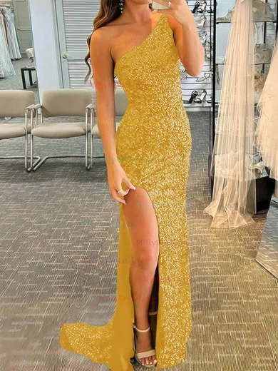 Yellow Backless Sheath Column Prom Dress With High Slit Yellow Backless Sheath Column Prom Dress With High Slit