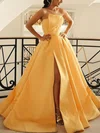Ball Gown/Princess Sweep Train Straight Satin Split Front Prom Dresses #Milly020107783