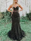 Trumpet/Mermaid Sweep Train Sweetheart Tulle Appliques Lace Prom Dresses #Milly020107789