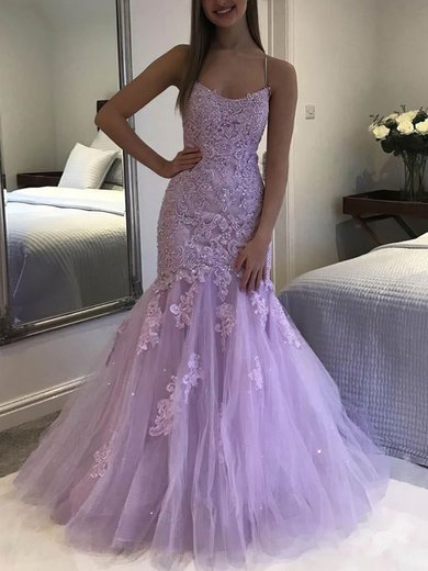Trumpet/Mermaid V-neck Tulle Sweep Train Beading Prom Dresses #Milly020107593