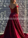 A-line Off-the-shoulder Satin Sweep Train Pockets Prom Dresses #Milly020107624
