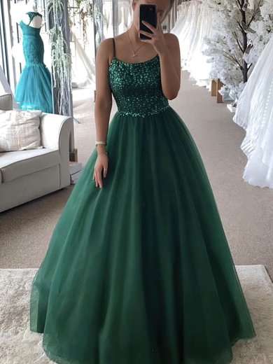 Ball Gown/Princess Floor-length Scoop Neck Tulle Sequined Prom Dresses #Milly020107634