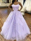 Ball Gown Scoop Neck Tulle Prom Dresses With Appliques #Milly020107643