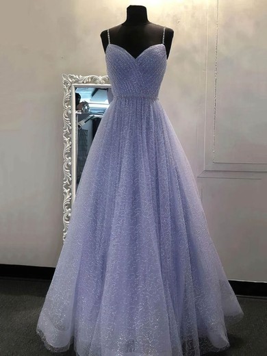 Ball Gown V-neck Glitter Floor-length Beading Prom Dresses #Milly020107644