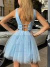 A-line V-neck Glitter Short/Mini Sashes / Ribbons Prom Dresses #Milly020107646