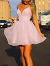 A-line V-neck Glitter Short/Mini Homecoming Dresses #Milly020107651