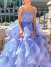 Ball Gown/Princess Sweep Train Scoop Neck Organza Beading Prom Dresses #Milly020107659