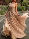 Ball Gown Scoop Neck Glitter Sweep Train Prom Dresses #Milly020107662