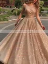 Ball Gown Scoop Neck Glitter Sweep Train Prom Dresses #Milly020107662