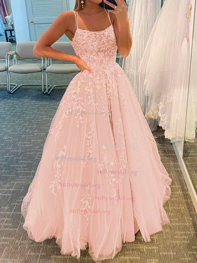 Embroidery Scoop Lace Sweep Train Prom Dress Embroidery Scoop Lace Sweep Train Prom Dress