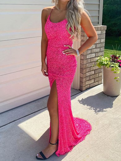 Mermaid Scoop Neck Sparkly Sequin Prom Dresses #Milly020107676