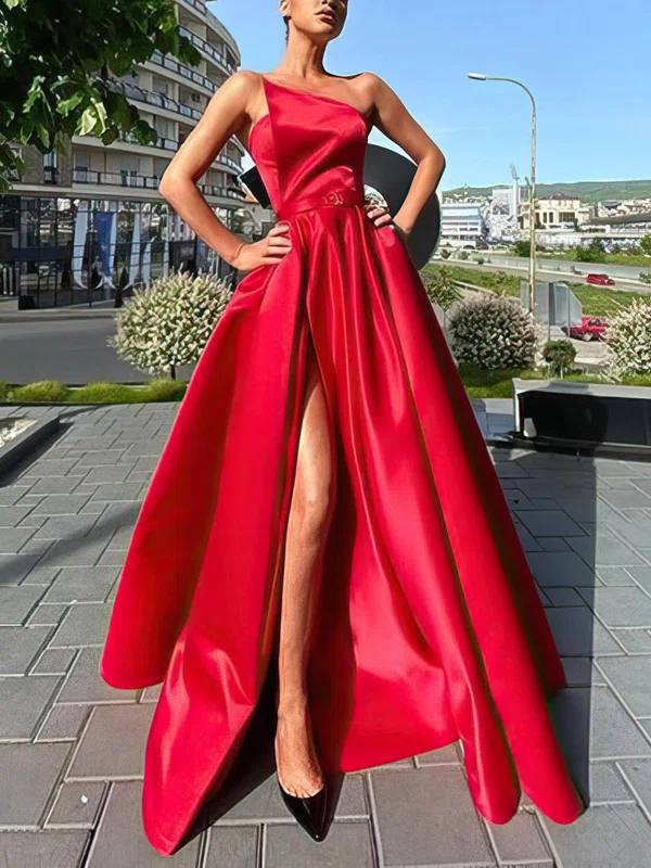 Ball Gown/Princess Floor-length Straight Satin Sashes / Ribbons Prom Dresses #Milly020107681