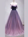A-line Off-the-shoulder Tulle Sweep Train Ruffles Prom Dresses #Milly020107684