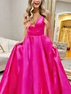 Ball Gown/Princess Sweep Train V-neck Satin Elegant Prom Dresses #Milly020107689